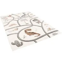 Pergamon Kinder Teppich Maui Kids Dino - Beiger Straßenteppich in 5 Größen - Teppiche fürs Kinderzimmer, schadstoffgeprüft nach Öko-Tex Standard 100, ideal für Fußbodenheizung und parkettfreundlich.