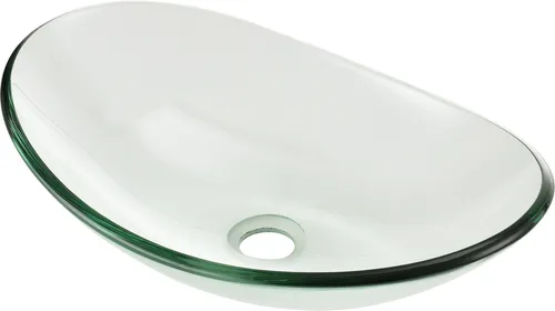 [neu.haus] Ovales Waschbecken aus gehärtetem Glas (47x31cm) von neu.haus