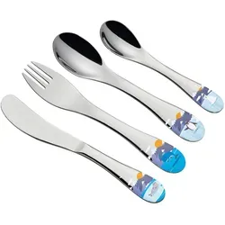 Cilio Kinderbesteck Seaworld, Metall, 4-teilig, 21 cm, rostfrei, Füttern, Kinderbesteck