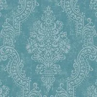 Profhome Vliestapete 397654-GU Barock Tapete - Elegante Vliestapete in blau-türkis mit schimmerndem Ornamentmuster, ideal für Wohnzimmer und Schlafzimmer, hochwaschbeständig und leicht zu verarbeiten.