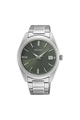 Seiko Herren Klassisch Kleid Armbanduhr 40mm - Armbanduhren für Herren, elegante Quartz-Uhr mit grünem Zifferblatt, wasserdicht und ideal für formelle Anlässe.
