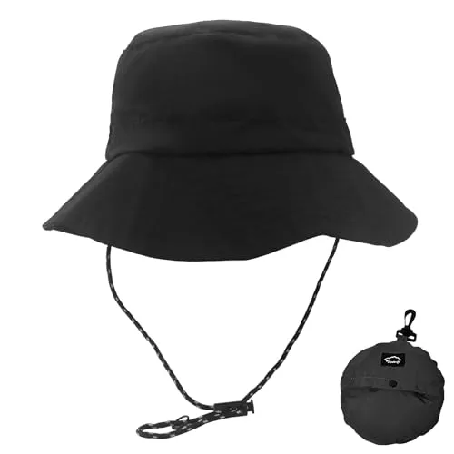 Miruchertter Fischerhut für Männer und Frauen, wasserdicht und schnell trocknend, Fischerhut, UV-Schutz, Sonnenhut, verstaubar, Sommerhut, geeignet für Outdoor-Aktivitäten, Schwarz, Schwarz, 5 5/8