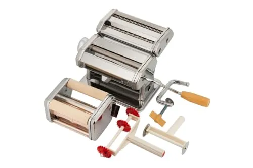 Kinghoff Nudelmaschine mit Stahlwalzen - Modell 2 - Nudelmaschinen für selbstgemachte Pasta, aus robustem Edelstahl für eine einfache und spaßige Zubereitung im Familienkreis.