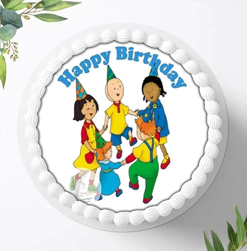 Für den Geburtstag ein Tortenbild, Zuckerbild mit dem Motiv: Caillou, Essbares Foto für Torten, Fondant, Tortenaufleger Ø 20cm, 0638w
