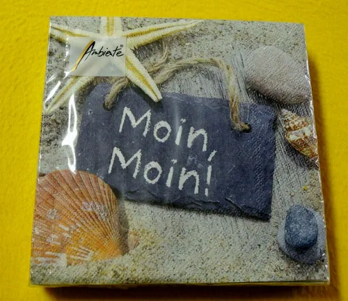 Servietten Moin Moin Schiefertafel Muscheln Sand 1 Packung maritim Ambiente 20