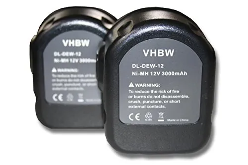 vhbw 2X Akku kompatibel mit Würth BS12A Power, 700900320 Werkzeug (3000 mAh, NiMH, 12 V)