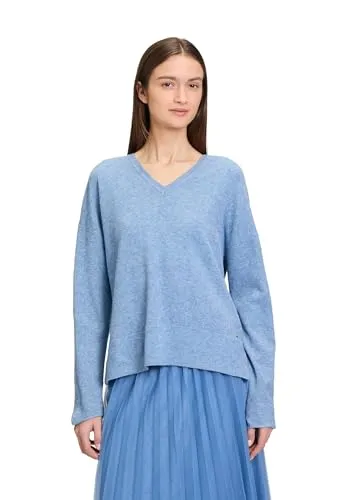 Betty & Co Damen Strickpullover mit V-Ausschnitt 38, Moonlight Blue Melange