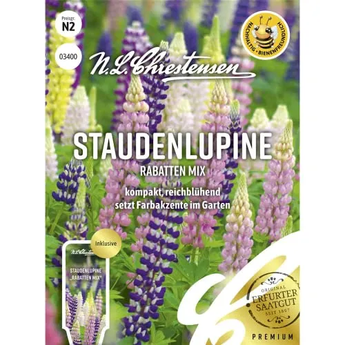 Staudenlupine Rabatten Mix,kompakt, reichblühend setzt Farbakzente im Garten Samen