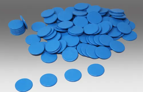 Spielchips blau (100 Stück) aus RE-Plastic® | Zählchips Marker Tokens ø 25 mm
