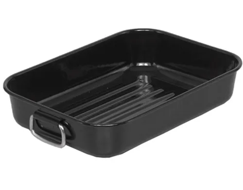 Krüger Auflaufform Edelstahl 24x34 cm - Hochwertige emaillierte Auflaufform aus Edelstahl, rechteckig mit praktischen Griffen – ideal für köstliche Aufläufe und langlebig im Einsatz.