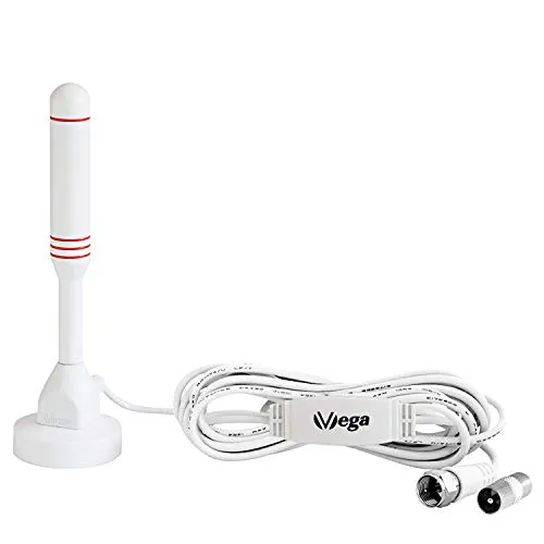 VSG24 DVBT2 Antenne - Mobile Mini HDTV Zimmerantenne für Fernseher, max. Signalqualität durch ALU-Kern, 3m Kabel DVB-T2 Antenne Fernseher freenet tv innen außen