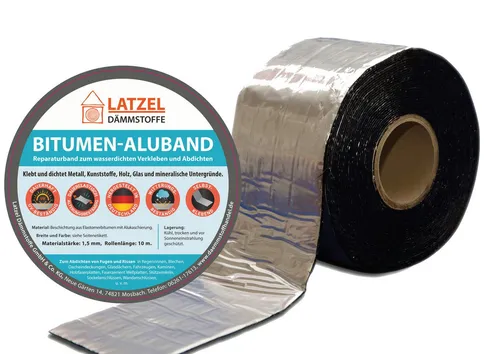 Latzel Dämmstoffe Dichtband Bitumen Aluband 300mm - Malerzubehör für wasserdichte Abdichtungen, ideal für Fugen und Risse in Dacheindeckungen und Regenrinnen. Starke Haftung und Temperaturbeständigkeit von -30°C bis +80°C.