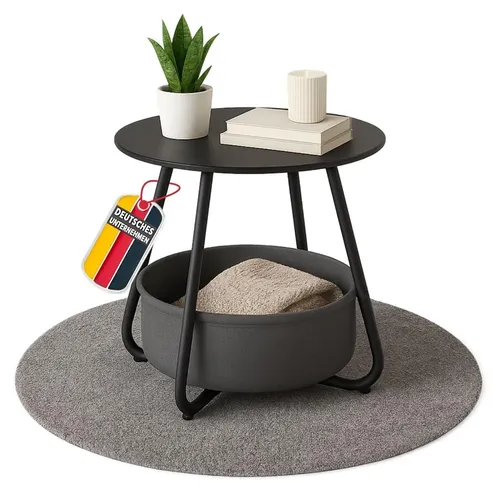 KOSI Couchtisch Schwarz mit Aufbewahrungskorb