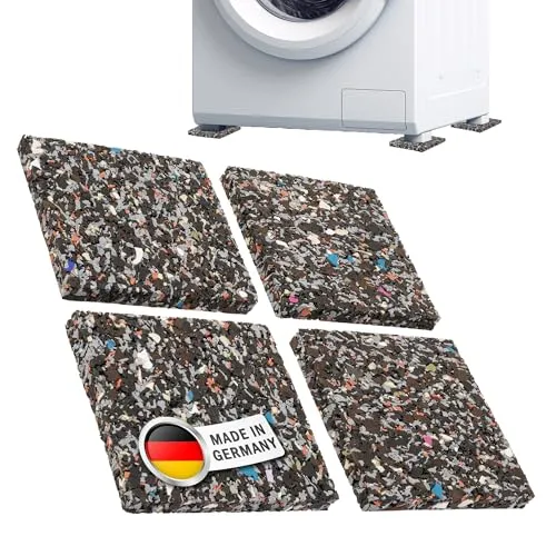 ECENCE Schwingungsdämpfer-Pads als Waschmaschinen Unterlage 4er Set Vibrations-Dämpfer Trockner - Anti-Rutschmatten 10x10x1cm Antivibrationsmatte - Made in Germany