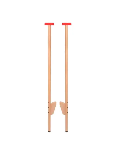 Goki 63893 Stelzen - Mehrfarbige Holzstelzen für Geschicklichkeitstraining, ideal für Partys und Sportunterricht, einstellbare Höhe bis 103 cm