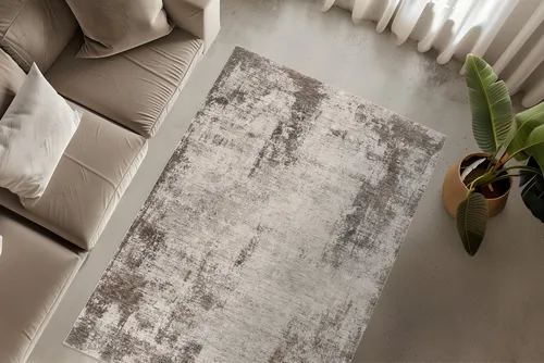 Obsession Webteppich Taupe 80x150 cm - Rechteckiger Webteppich für Innenräume, Oeko-Tex® zertifiziert und ideal für Fußbodenheizung, pflegeleicht und mit einem stilvollen abstrakten Design.