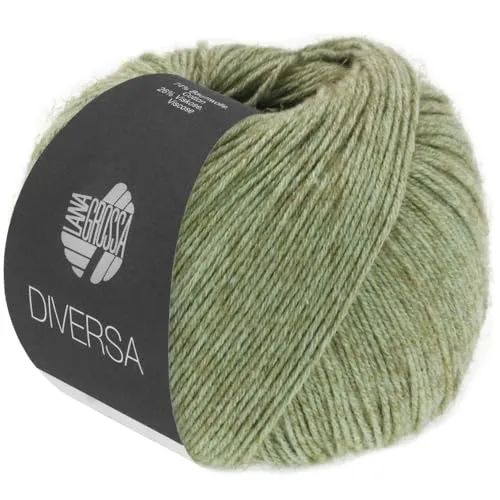 LANA GROSSA Diversa | Leichtes Baumwoll-Mischgarn mit zartem Melange-Effekt | Handstrickgarn aus 74% Baumwolle & 26% Viskose | 50g Wolle zum Stricken & Häkeln | 210m Garn FB 10