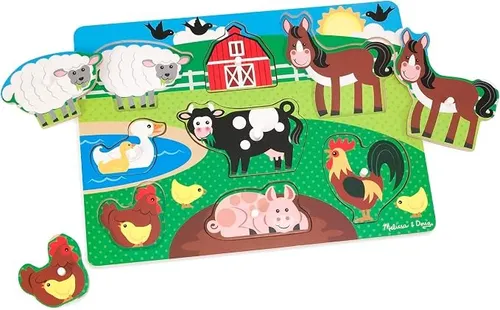 Melissa and Doug Bauernhof Holzpuzzle Kinder , Puzzle ab 2 Jahre , Greifpuzzle S