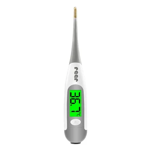 reer ExpressTemp Pro Digitales Fieberthermometer, Messzeit 10 Sekunden, vergoldete flexible Spitze, beleuchtetes Display, für Baby und Kleinkind 98122