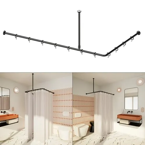 AQUABAD Hastaflex Vario Duschvorhangstange, Schwarz, anpassbar für Dusche und Badewanne - Vielseitige Duschvorhangstange aus rostfreiem Aluminium, individuell kürzbar und einfach zu montieren. Ideal für alle Dusch- und Badewannengrößen – für eine moderne Badgestaltung.