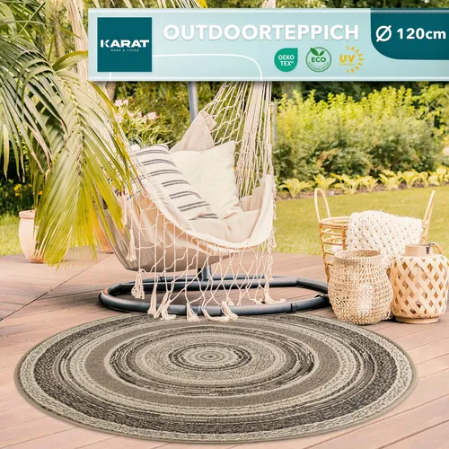 Karat In- & Outdoor-Teppich Zoe Rund 120 cm Beige-Grau von Floordirekt