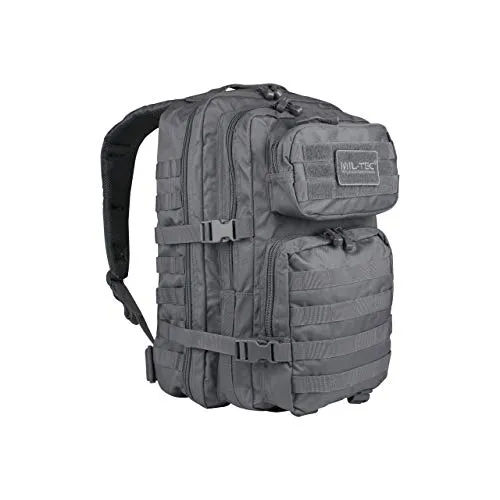 Mil-Tec US Assault Pack Backpack L - Urban Grey - Rucksack mit 2 geräumigen Hauptfächern und Organizer-Tasche, ergonomische Schultergurte für hohen Tragekomfort, ideal für Outdoor-Aktivitäten und Reisen