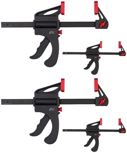 AGT Holzspanner Werkzeug: 4er-Set Einhandzwingen aus Stahl und Nylon, 2x 105 mm und 2x 150 mm (Spannwerkzeuge, Einhandklemme)