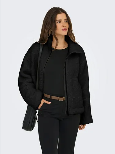 ONLY Damen Onlaspen Life Teddy Jacket OTW, Black, x_s - Funktionsjacken, stylische Teddyjacke mit Stehkragen und warmem Futter, perfekt für die kalte Jahreszeit.