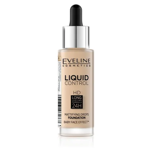Eveline Liquid Control HD Foundation 32ml 015 Light Vanilla Pipette