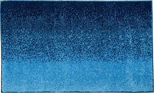 Erwin Müller Badematte, Badteppich, Badvorleger blau Größe 70x120 cm - rutschhemmend, weich und flauschig, für Fußbodenheizung geeignet