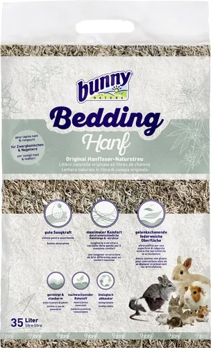 Bunny Bedding Naturstreu Hanf 35 Liter - Maximale Saugkraft und geruchsbindend, ideal für Kleintierbehausungen