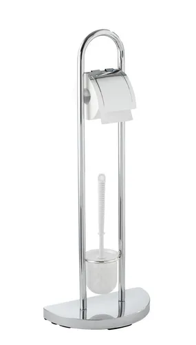 WENKO WC-Garnitur Raumwunder - Platzsparender WC-Bürstenhalter mit halbrundem Standfuß, ideal für kleine Bäder und Gäste-WCs