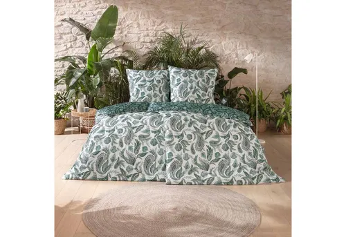 Estella Bio Mako Satin Bettwäsche 135x200 Medina petrol weiß Paisley - Elegante 2-teilige Bettwäsche aus 100% Bio-Baumwolle, ideal für jede Jahreszeit. Mit praktischem Reißverschluss und stilvollem Paisley-Muster sorgt sie für einen harmonischen Schlafraum.