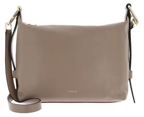 Furla Tonie M Beuteltasche - Damen | Beige - Elegante Beuteltasche aus feinem genarbtem Leder in greige, ideal für stilvolle Auftritte und den täglichen Gebrauch.