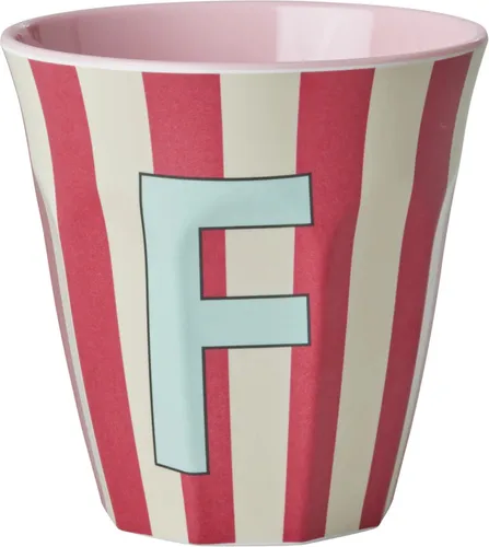 Rice by Rice Melamine Cup With The Letter F Stripes Medium 250 Ml