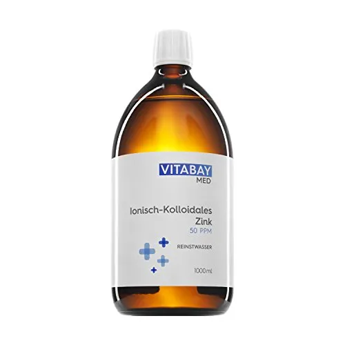 Kolloidales Zink 50 Ppm - 1000 ml Flüssigkeit - Antioxidantien mit 99,99% Reinheit, unterstützt das Immunsystem und fördert die Hautgesundheit.