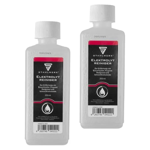 STAHLWERK Elektrolytreiniger je 250 ml (2er Set) – Schweißnahtreiniger für Schweißnaht Reinigungsgeräte, Edelstahl-Reiniger für Schweißnähte, Korrosionsschutz & Passivierung