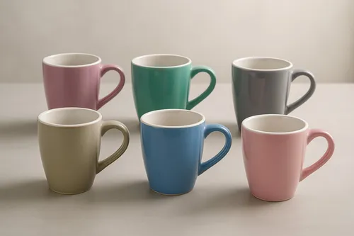 Kaffeetassen 6er Set Kaffeebecher Kaffee Tassen Becher Keramik Uni/Bunt 6x230ml