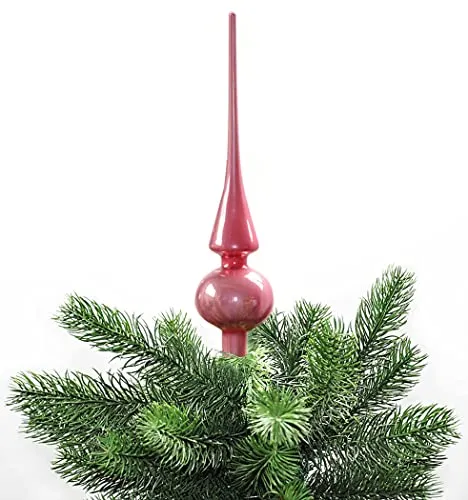 JACK Christbaumspitze Echt Glas 26 x 6 cm Matt Glanz Weihnachtsbaum Spitze Baumspitze Christbaumschmuck Deko, Farbe:Rose Pink Glanz