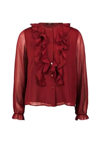 zero Damen Chiffonbluse mit Volants in Cabernet - Größe 36 - Elegante Chiffonbluse mit figurbetonter Passform und modischen Volants. Ideal für stilvolle Anlässe und den täglichen Gebrauch.