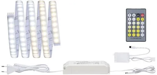 Paulmann 70531 LED-Streifen-Basisset 230V 1.5m Warmweiß - LED-Lampen mit 1,5m Strip und ~1000lm/m Lichtstärke. Individuell einstellbare Lichtfarbe von Tageslicht bis warmweiß. Inkl. Fernbedienung und erweiterbar für flexibles Lichtdesign.