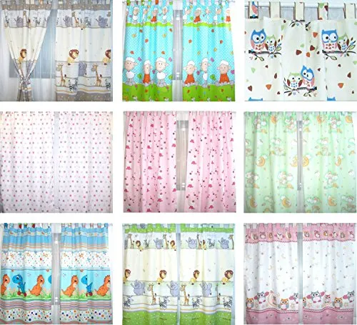 Baby Kinder Vorhänge mit Schlaufen für Kinderzimmer D24 in pink von Primawela