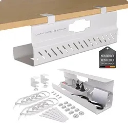 Premium Kabelkanal Schreibtisch – Top Kabelmanagement für Ordnung am Arbeitsplatz - Kabelkanäle für Schreibtische, extra große und stabile Konstruktion für bis zu 8 kg, inklusive Kabelsortierer für ein ordentliches Setup ohne bohren.