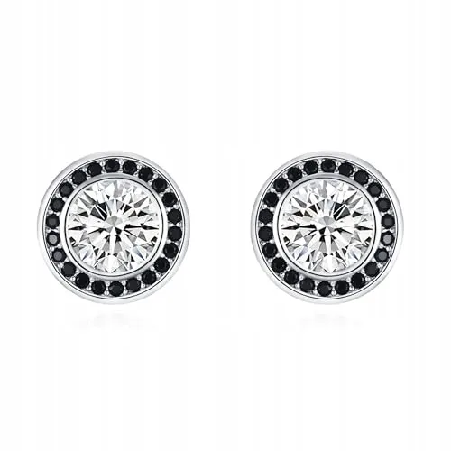 Ohrringe Silber 925-925 Silber Ohrringe Damen mit Schwarzem & Weißem Opal – Echt Silber Ohrstecker Elegant – Klassische Runde Schmuckstücke – Nickelfrei – Silber Ohrringe Damen Schmuck Geschenk