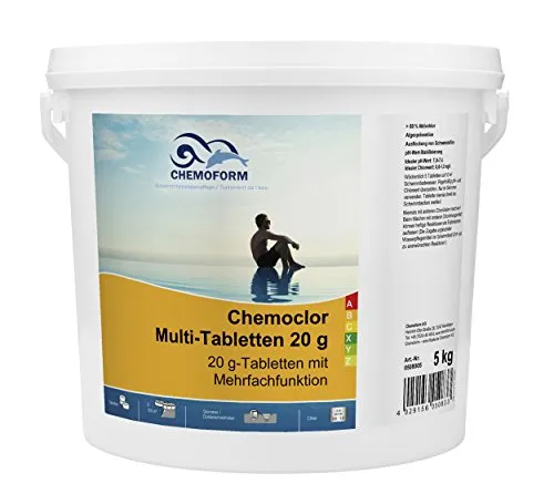 Chemoclor Multi-Tabletten 20 g - 5 Kilo All-in-One - Chlor - 5 Kg Chemoform Multitabs für eine umfassende Wasserpflege, ideal für Pools und Whirlpools.