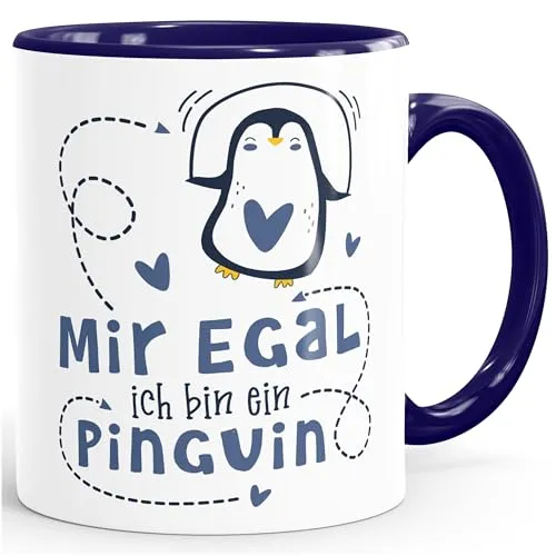 SpecialMe® Kaffee-Tasse Spruch Mir egal ich bin ein Pinguin lustige Spruch-Tasse Navy inner-navy Keramik-Tasse