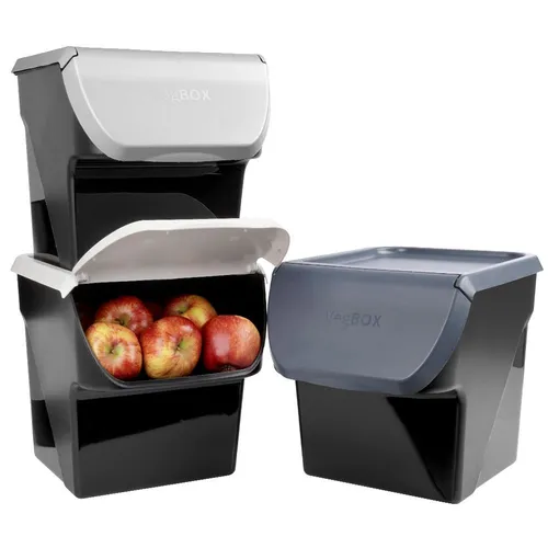 Vorratsbehälter Kartoffelbehälter Gemüsebehälter 13 L, 3er-Set, grau, aschgrau