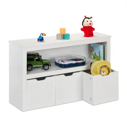 Kinderregal Spielzeugschrank – Ideale Aufbewahrung für das Kinderzimmer - Regale & Aufbewahrung mit 3 Regalfächern, wandmontierbar und inklusive Aufbewahrungsbox für mehr Ordnung im Kinderzimmer.