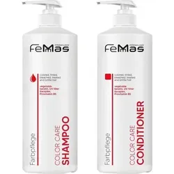 Femmas Color Care Shampoo & Conditioner 1L Set - Set aus 1L Shampoo und 1L Conditioner für gefärbtes Haar. Mit UV-Schutz und pflegenden Inhaltsstoffen für langanhaltende Farbintensität und geschmeidiges Haar.