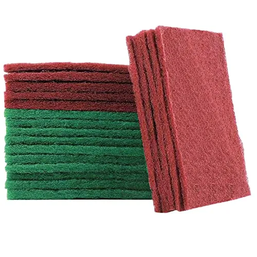 OSUTER 20PCS Scheuerschwamm Nylon Emery Reinigungsschwamm Schleifschwamm Set Rostentfernung Dekontamination Putzschwamm für Küche Spüle Schale(grün und rot)